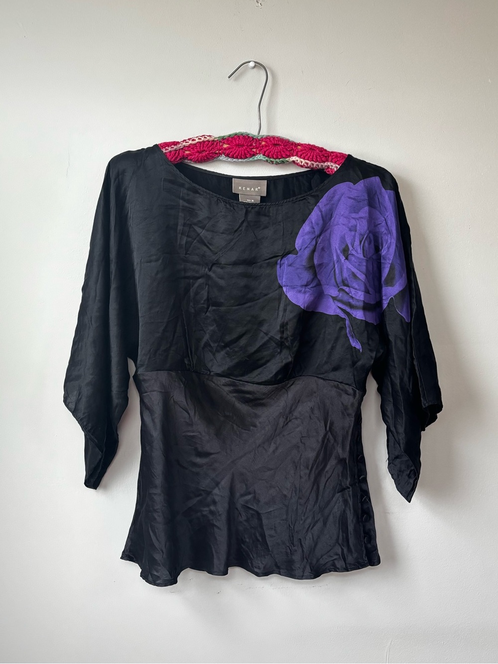 Silk Blouse with Purple Graphic